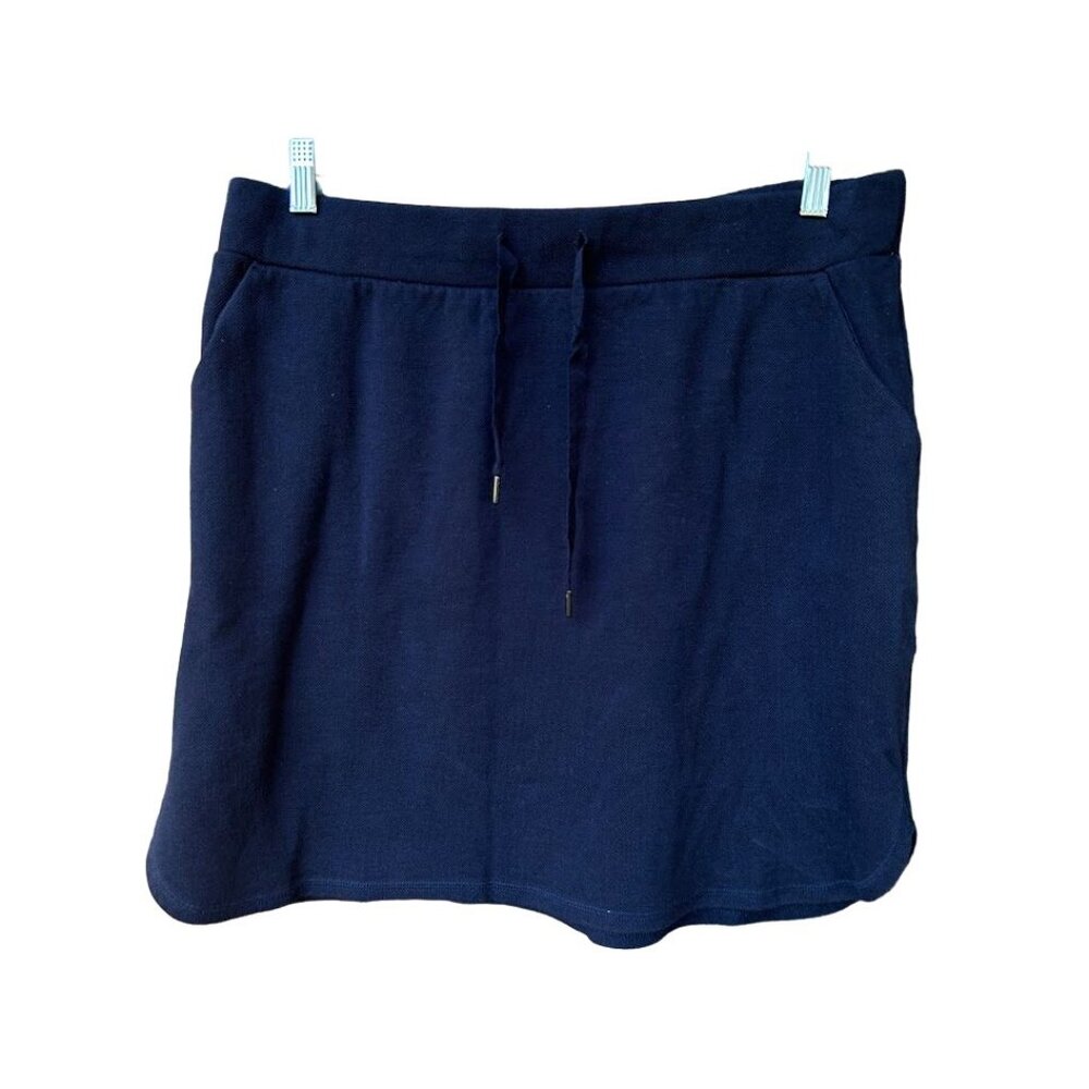 C&C California Womens Skirt XL Navy Knit Drawstring Pull-On Knee Length Pockets